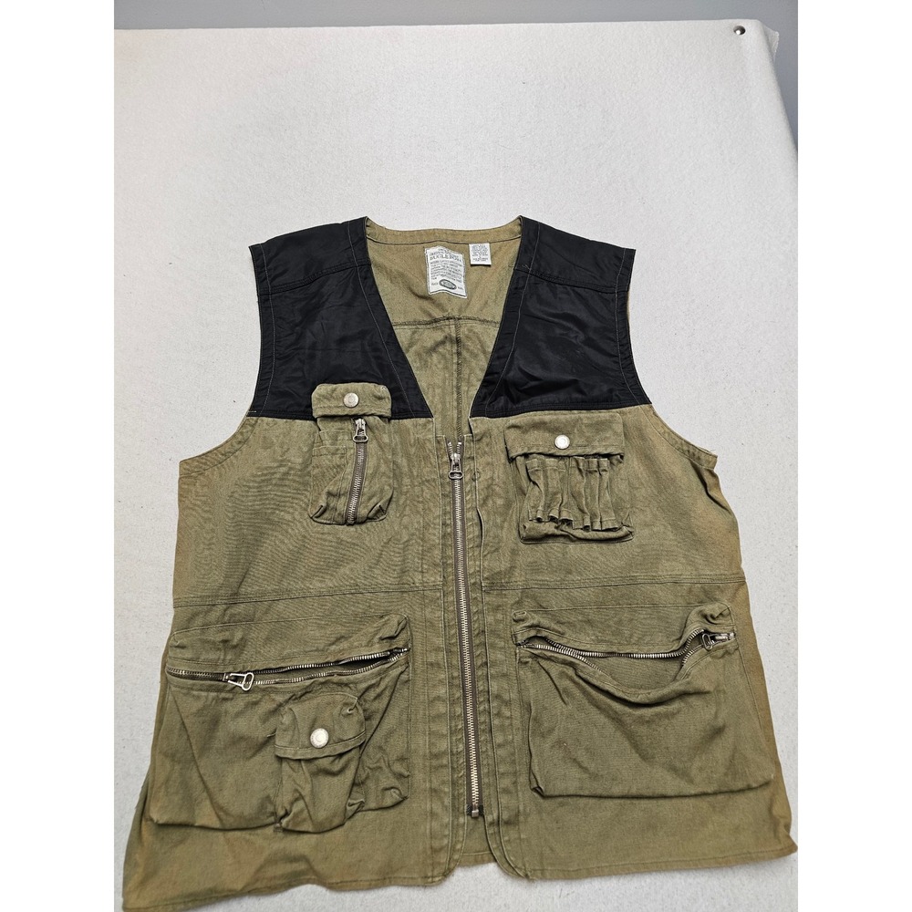 Vintage Bugle Boy Utility Vest Men Large Olive Green Black Gorpcore Multi Pocket
